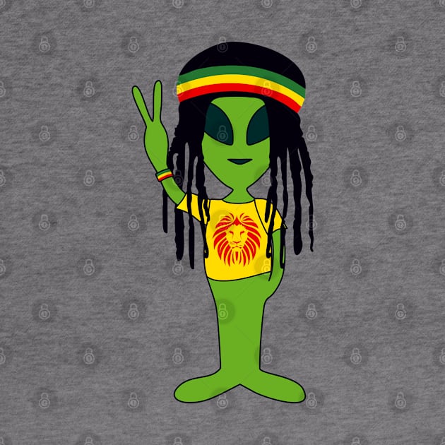 Peace Alien - Rasta Reggae Friend - Lion T-Shirt by EDDArt